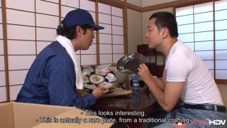 Dirty Japanese brunette gets head blown by best buddy without editing